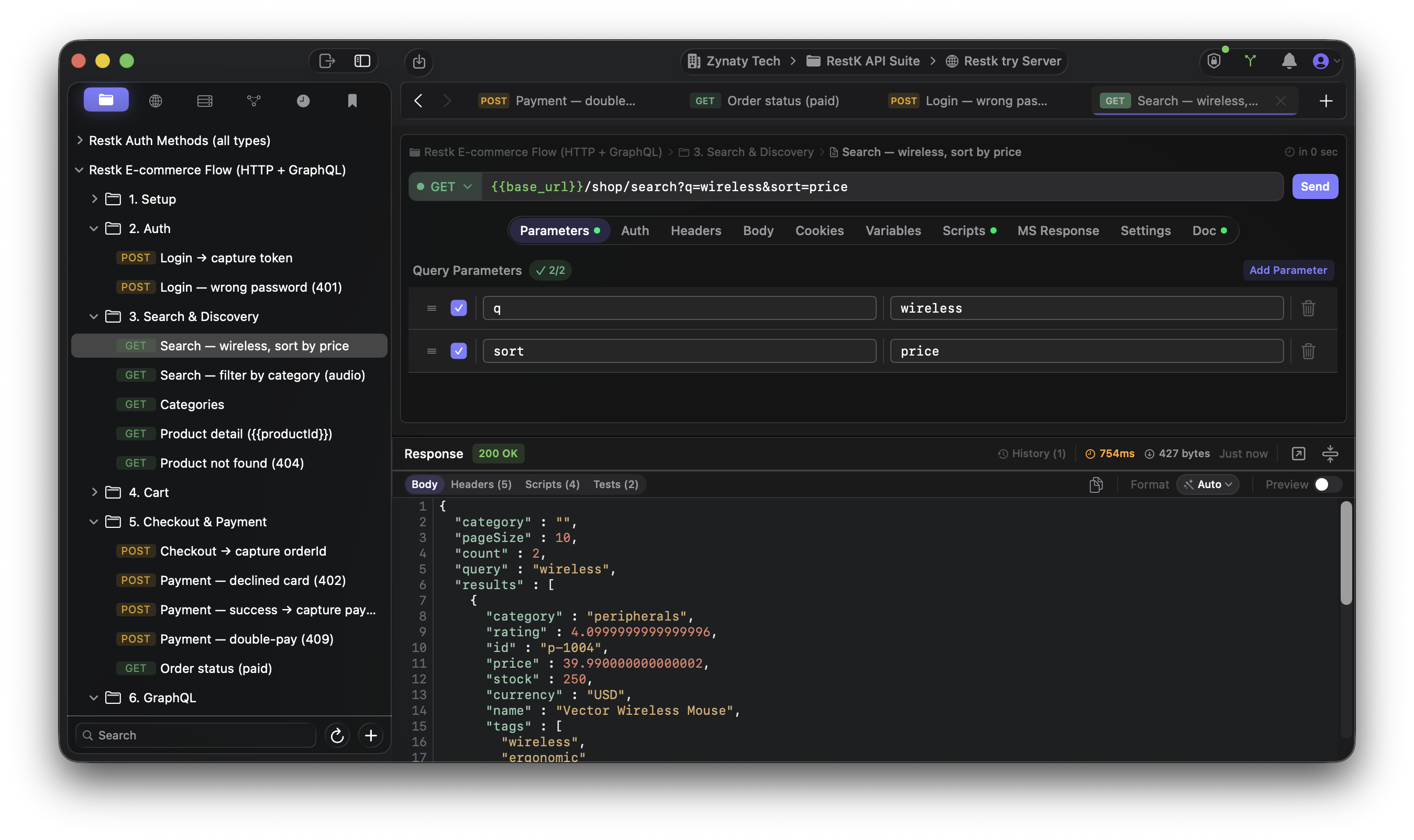 RESTK request builder and response viewer