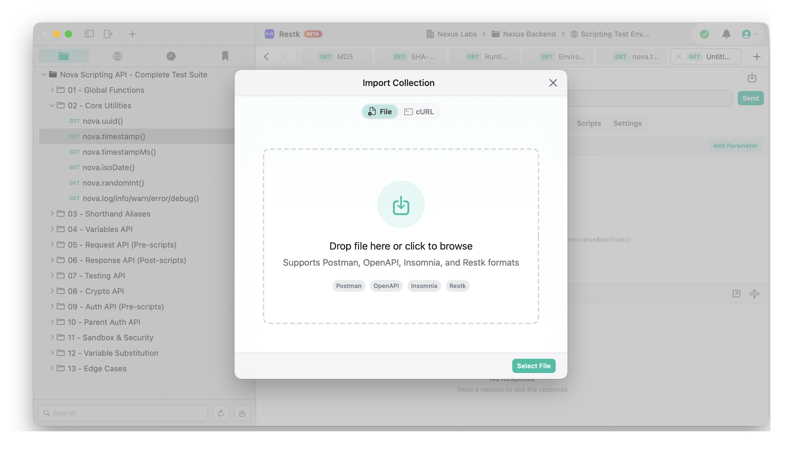 Import step 1 — select import format in RESTK