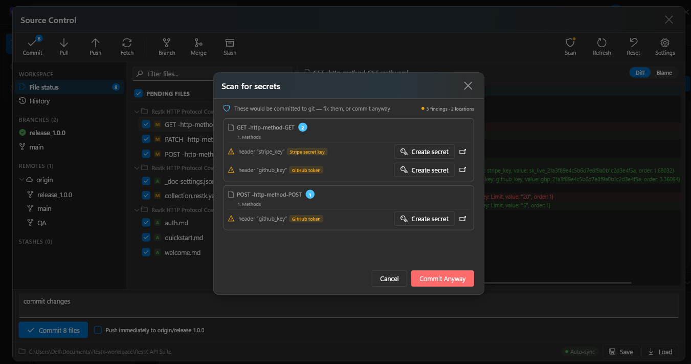 Secret caught on commit